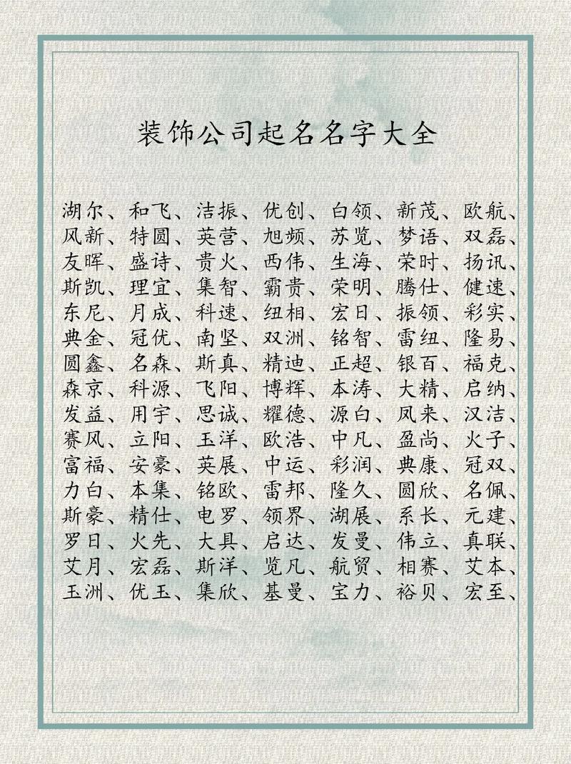 装饰店名字大全起名网红_装饰店名字大全起名网红