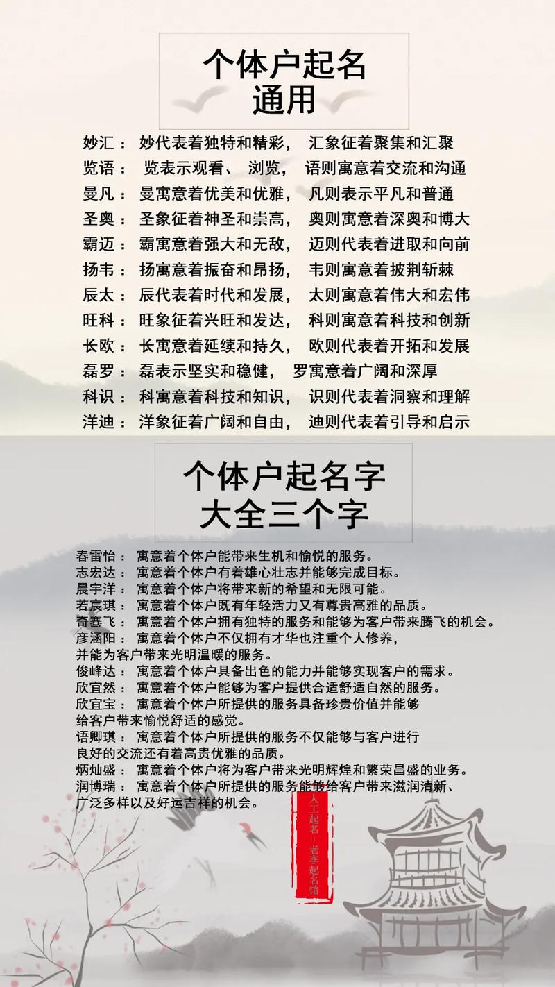 鄂州个体户起名字大全_最全的个体户起名