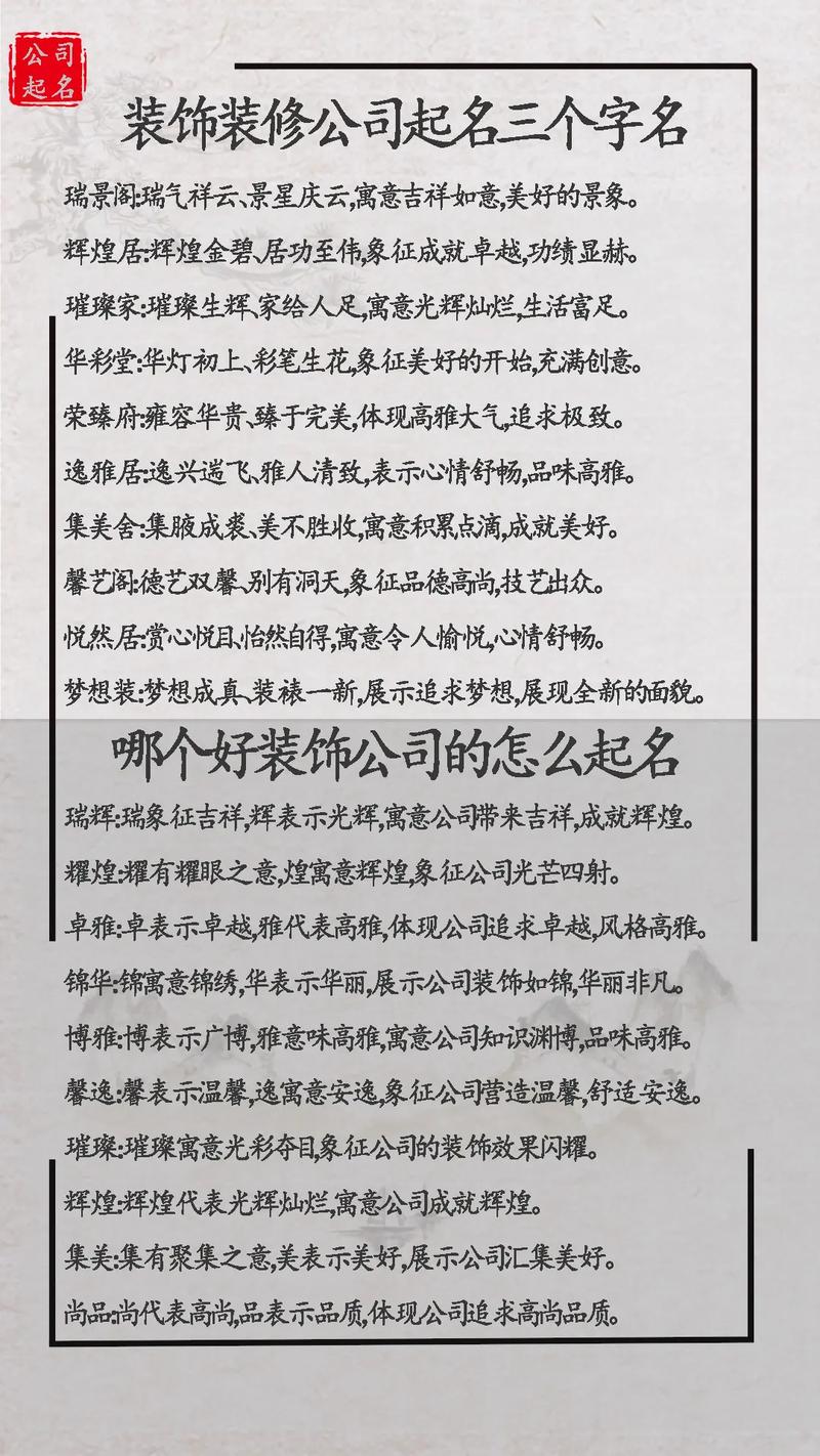 快速装修公司起名字_快速装修公司起名字大全