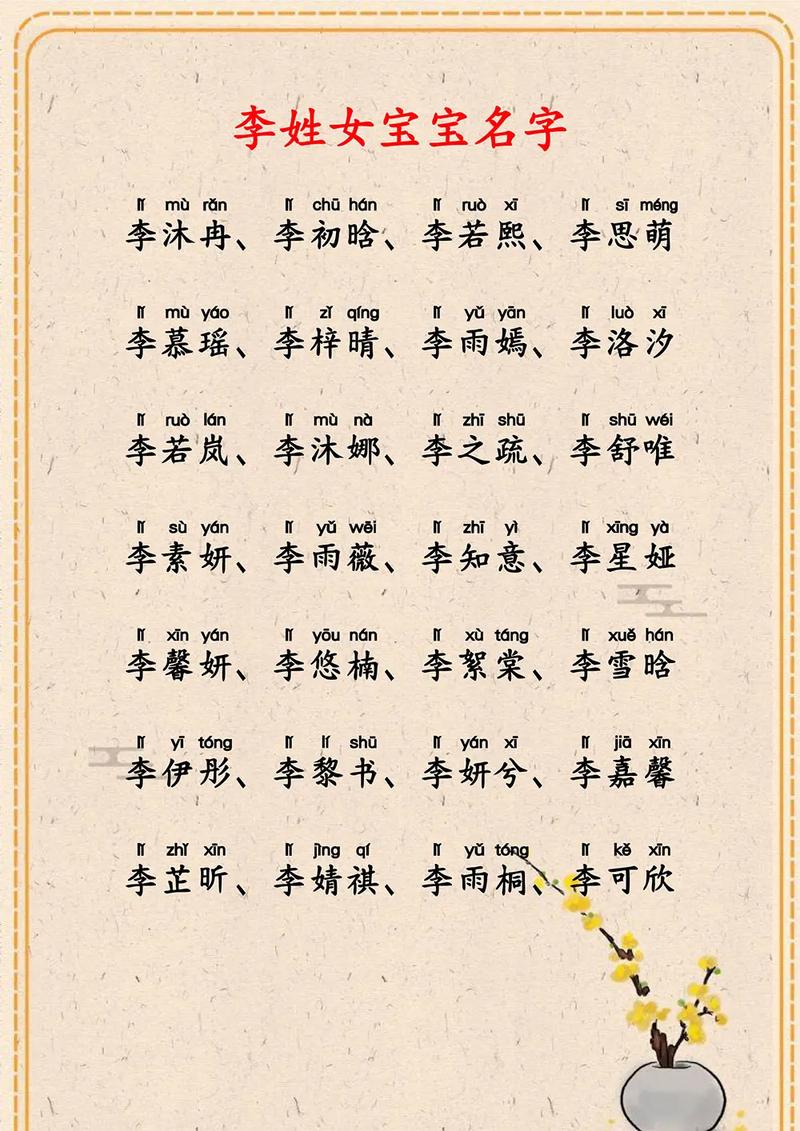 李姓3个字女宝宝起名字_李姓3个字女宝宝起名字大全