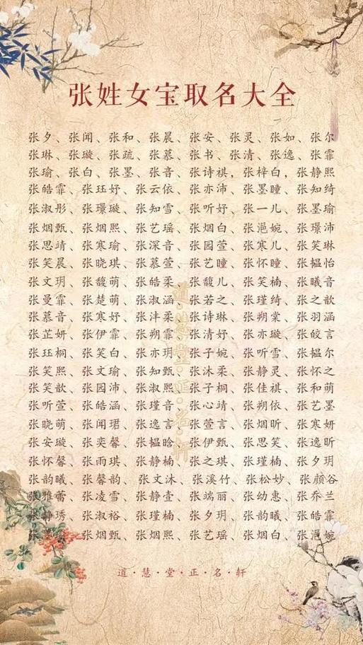 姓张女宝宝四个字起名字_姓张女宝宝四个字起名字大全
