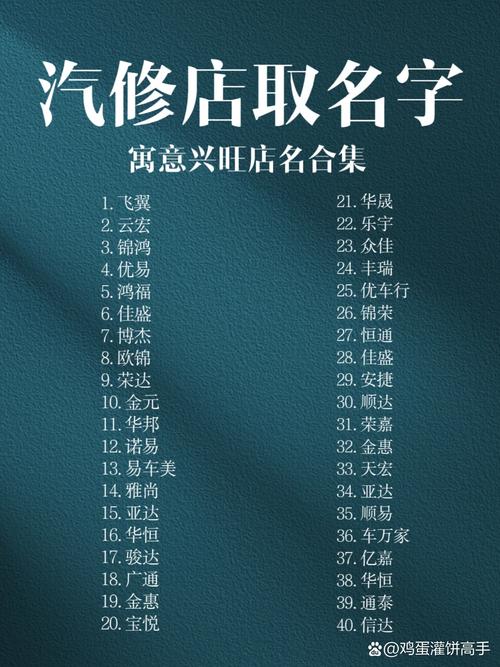 汽车维修个体户起名字大全_个体汽修店名称