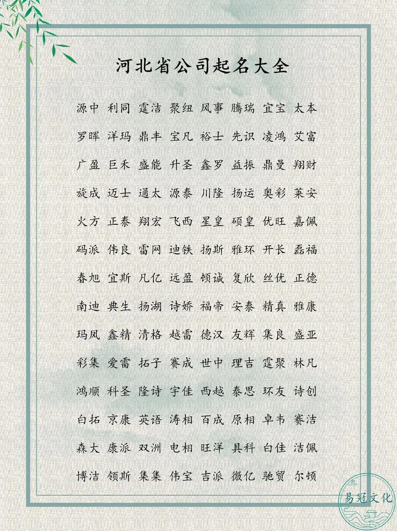河北开头的公司起名字_河北开头的公司起名字大全