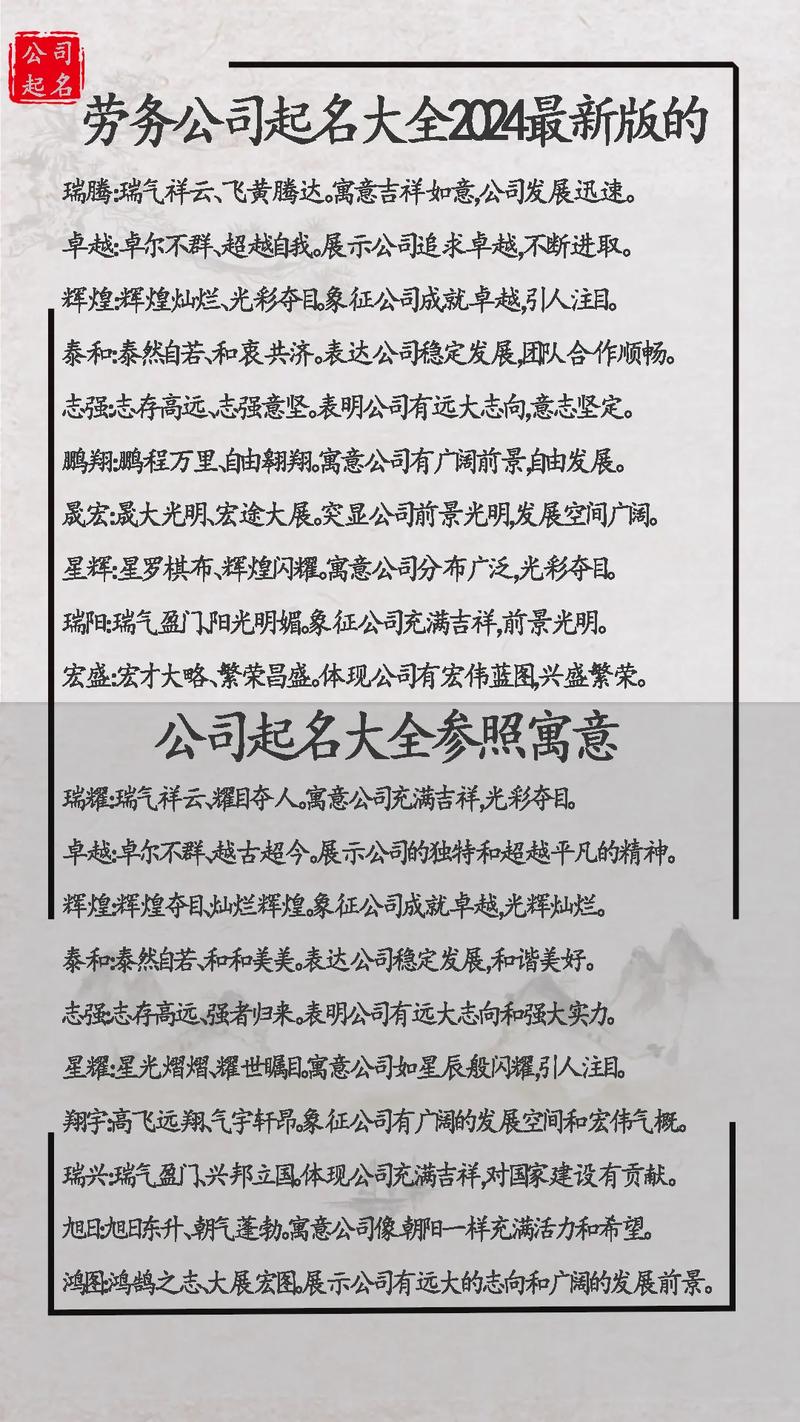 响亮劳务公司起名字大全_响亮劳务公司起名字大全四个字