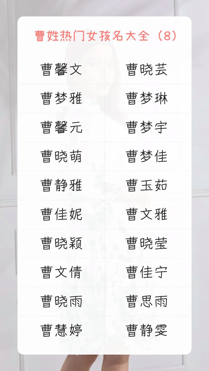 爸爸姓曹给女儿起名字大全_爸爸姓曹给女儿起名字大全四个字