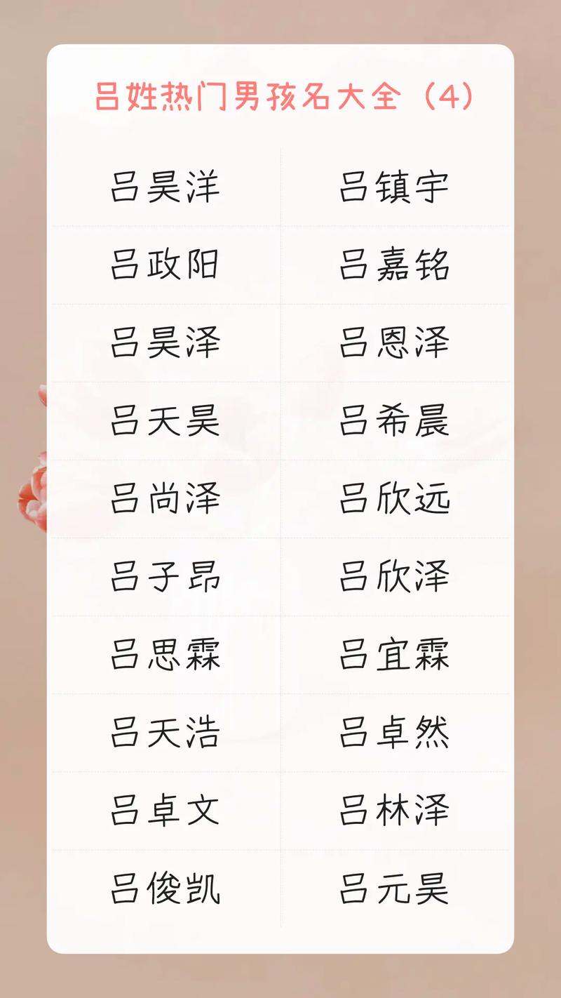 姓吕的男生起名字大全_姓吕的男生起名字大全四个字