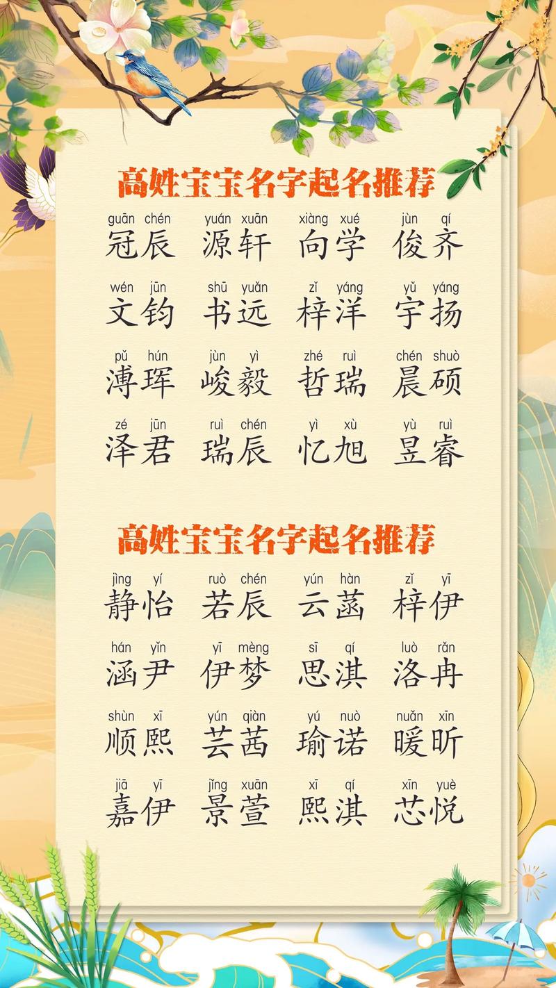 姓高起名字大全男孩运气好_姓高起名字大全男孩运气好吗