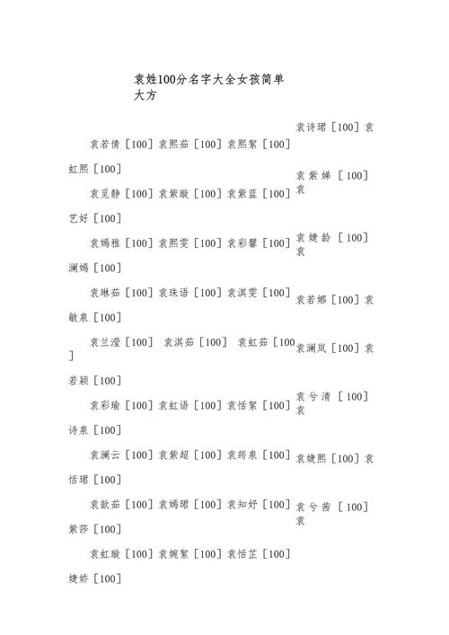 女孩子起名字大全姓袁的_女孩子起名字大全姓袁的名字